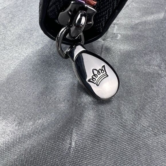 J. Estina Zip Aound Wallet Black Rainbow Accordion 12 Card Slots Pebbled Leather - Picture 10 of 17